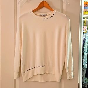 Red Haute top cream with grey stitch detail  size XS